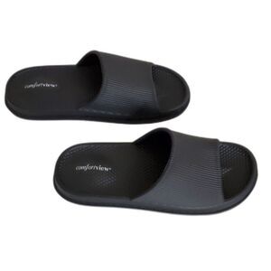NEW Women's Comfortview Black Slip On Summer Beach Slide Sandals , Size 11W